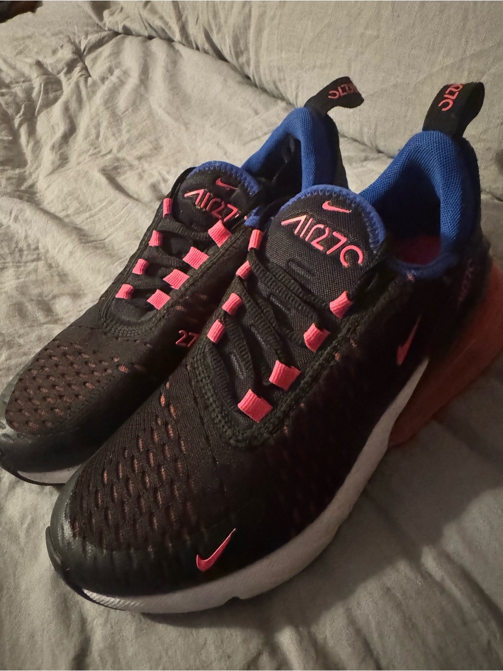 Nike Black Sneakers with Pink Accents and Blue Lining Air Max’s